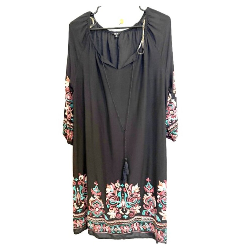 Kaktur Raglan Sleeve Embroidered Peasant Dress
